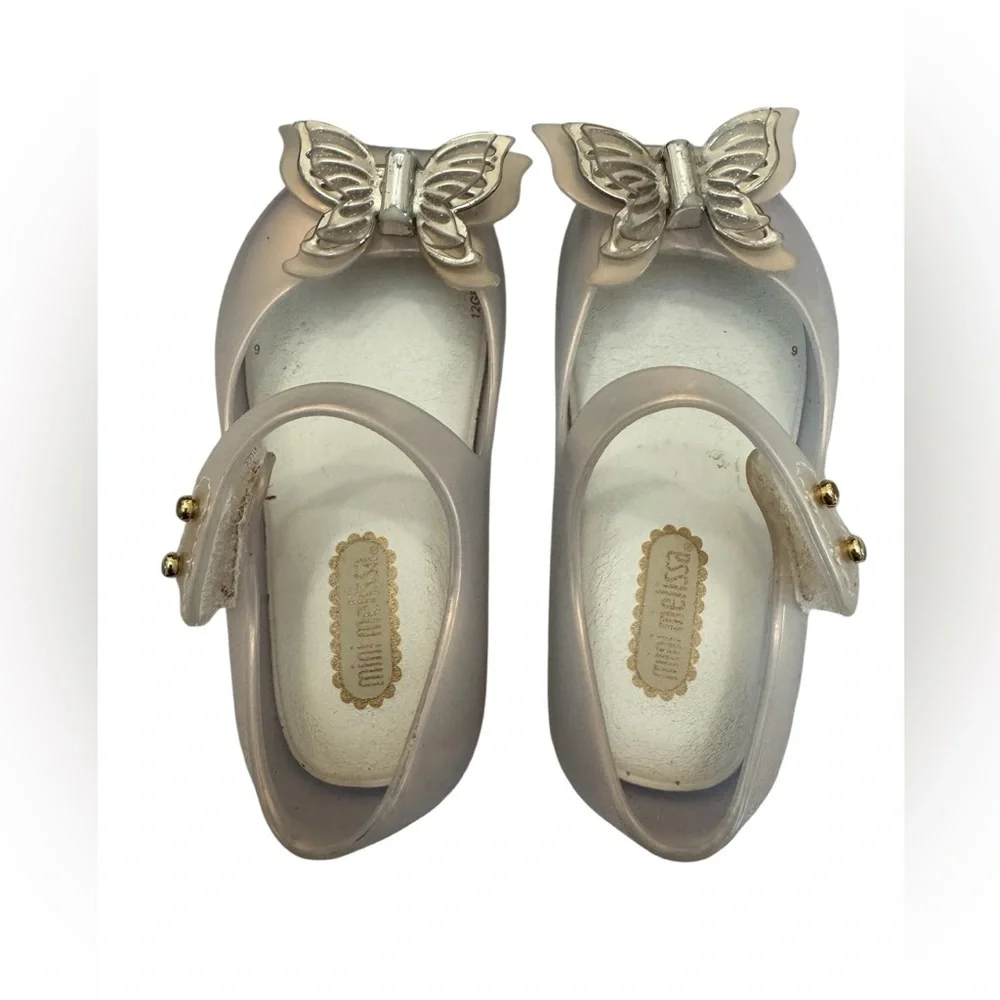 Mini Melissa Iridescent Silver Butterfly Shoes Toddler 6 US
